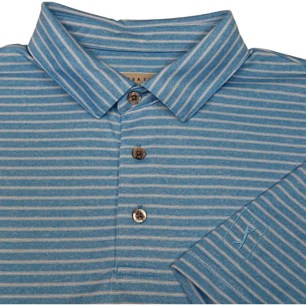 PGA TOUR Golf Polo Shirt  Men's Size Medium  Short Sleeve Blue Striped